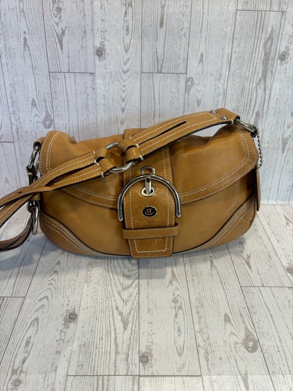 Coach Large Saddle Shoulder Bag in Cognac Tan Leather